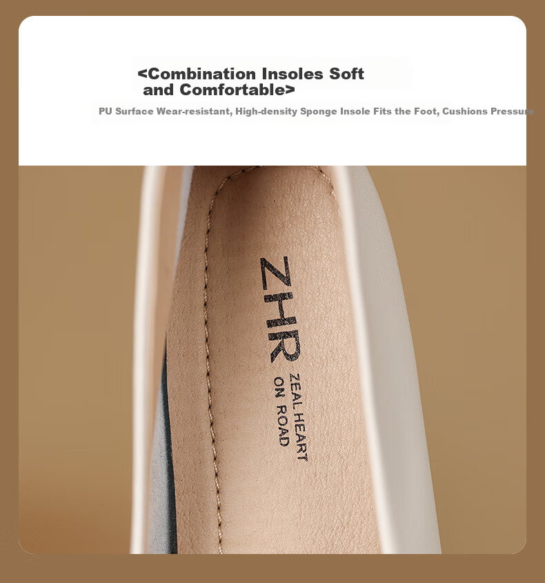 ZHR Women's Single Shoes, Genuine Leather, Elegant Commuter Style, Simple Casual Flat Comfortable Non-Tiring Work Shoes for Wome 7