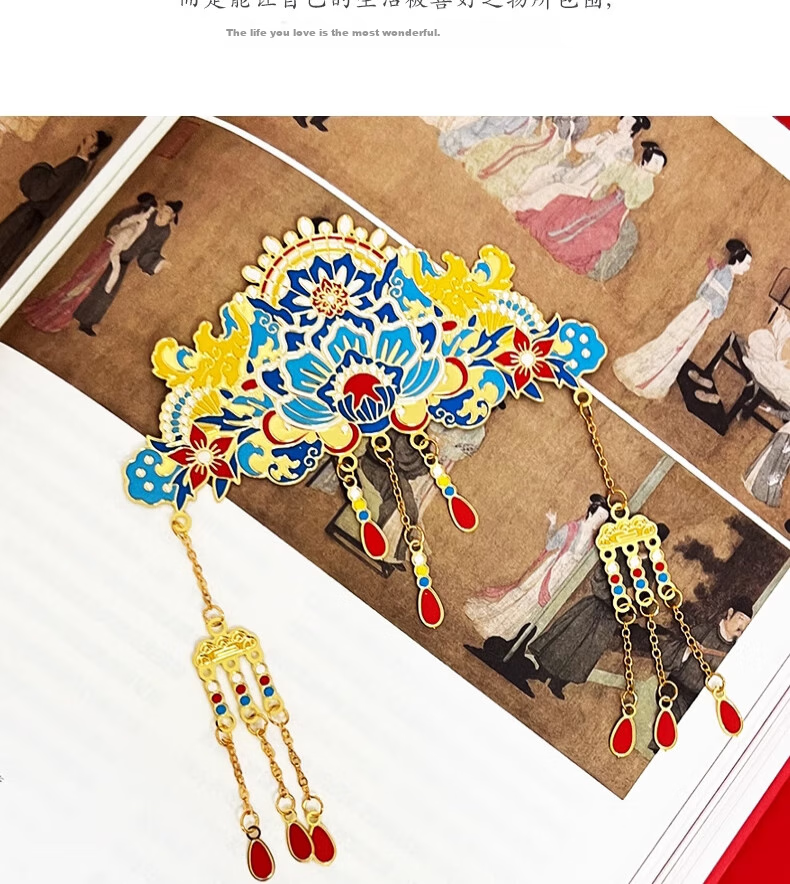 Ouliwen Chinese-Style Metal Phoenix Crown Bookmark, High-Quality Cultural And Creative Gift Box, Creative 3D Beijing Souvenir Gift Box Set, Phoenix Crown And Hairpin Two-Piece Set 6
