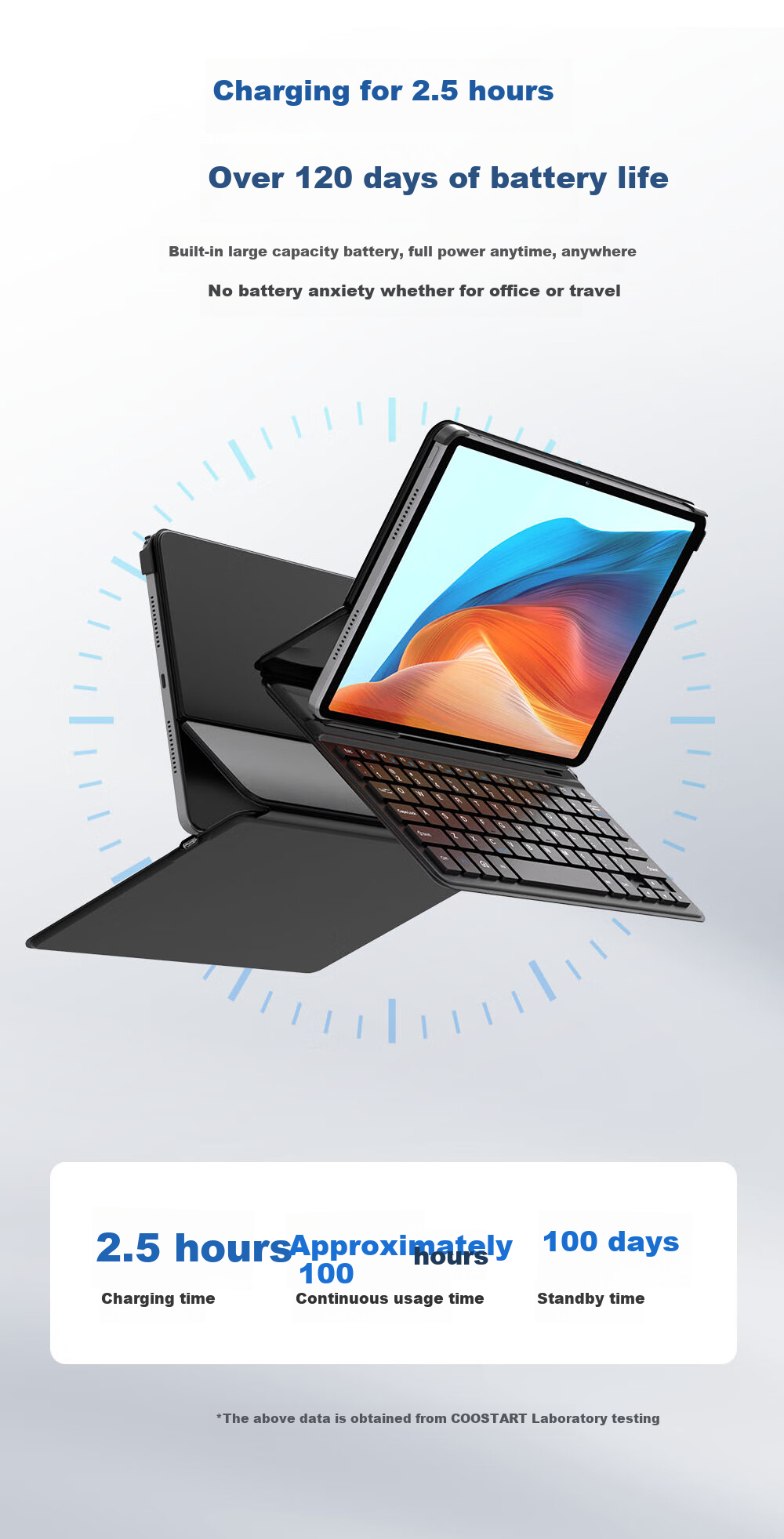 COOLSTART Keyboard Case for Lenovo Xiaoxin Pad 2024 / ZhaoYang K10 Integrated Smart Control Bluetooth Tablet Case 3