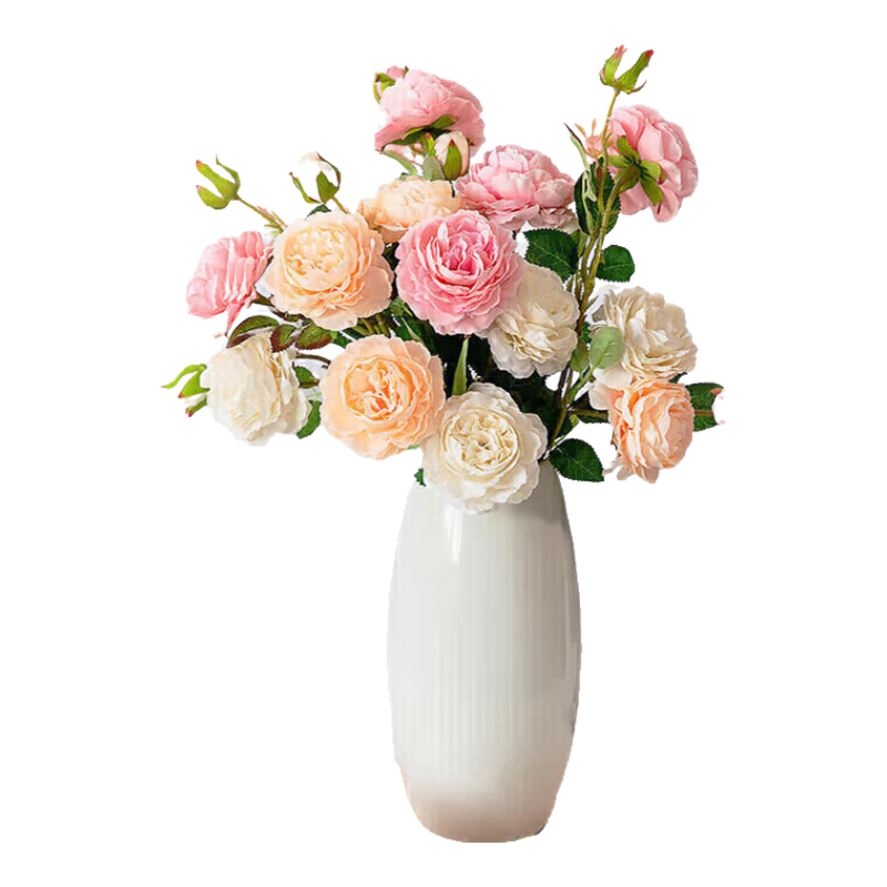 Fanyejia Three-Head Peony Artificial Flowers, 5 Stems, Living Room Fake Flowers, Silk Flowers, Rose Table Flowers, Floral Arrangement, Decorative Pieces with Elegant Feel, for Photography