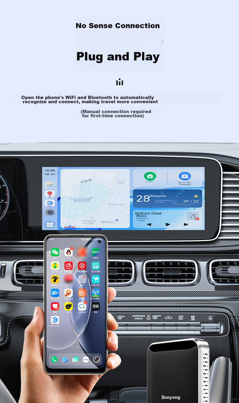 JunYong Baidu Wireless CarLife Compatible with Xiaomi Honor OPPO Samsung VIVO In-Car Connectivity Box [M6 Pro] 12