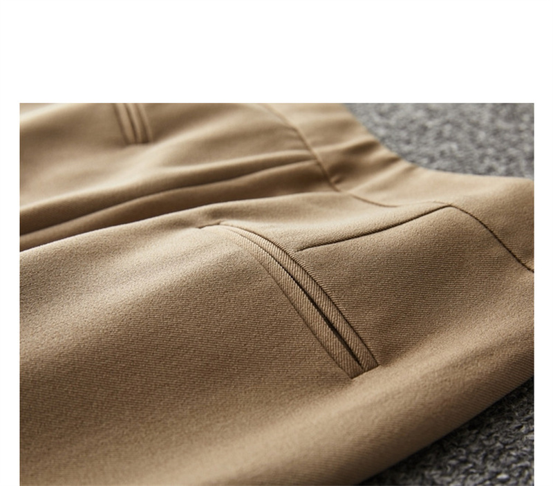Dme Cropped Pants for Spring And Autumn, New Straight-Leg Suit Pants with Fake Pockets, Casual Trousers for Women, Khaki, S 77