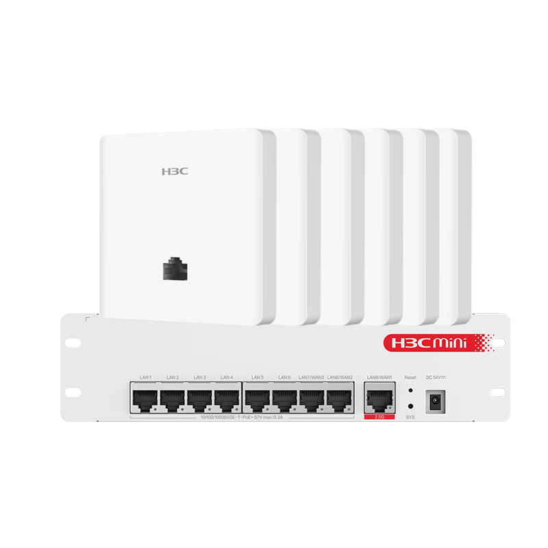 H3C Whole-House WiFi Set, Wireless AP Panel, Gigabit Dual-Band 3000M AC + AP Kit, 1-To Router AP3000L-U*5+AC1109L