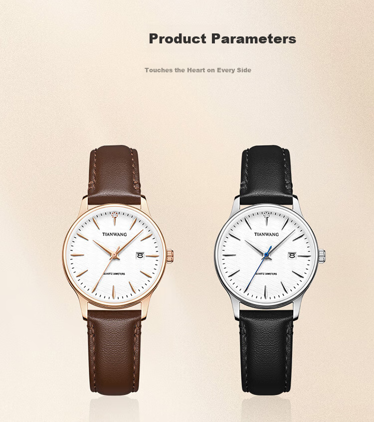 TIAN WANG Women's Watch 38-Section Gift Leather Strap Quartz White Dial Brown Strap LS31541P.D.LC1.W 33