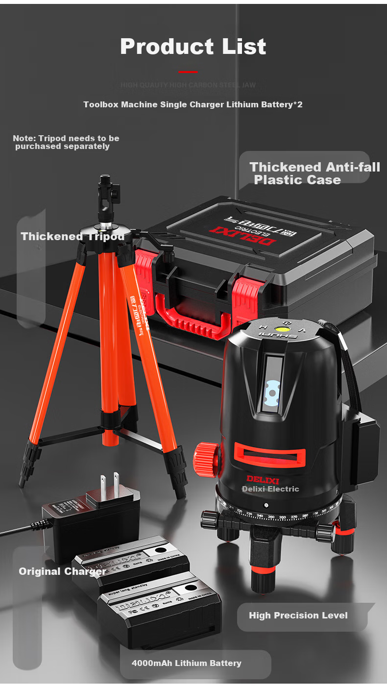 DELIXI ELECTRIC Blue Light 2-Line Laser Level High Precision Strong Light Fine Line Auto Leveling Ruler Home Marking Projector 3