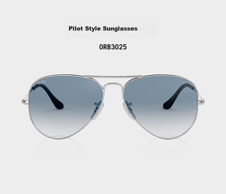 RayBan Men's And Women's Aviator Series Sunglasses, Retro Gradient Color, Fashionable High-End Look, 0RB3025, Gift 1