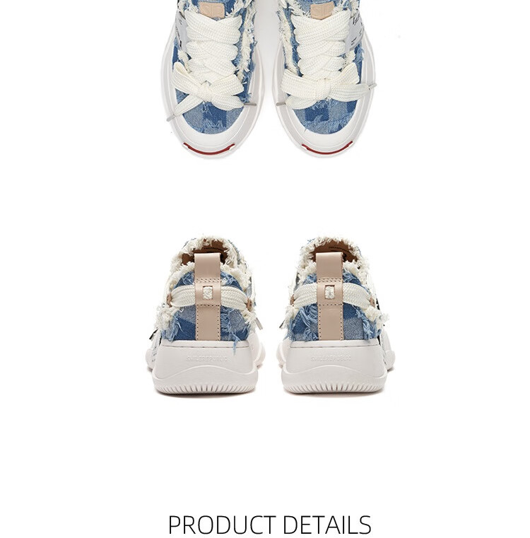 Smilerepublic Light Blue Plaid Denim Replaceable Open-Toe Platform Shoes, Luo Yunxi Style Versatile Denim Jeans, Denim Blue, Size 35 5