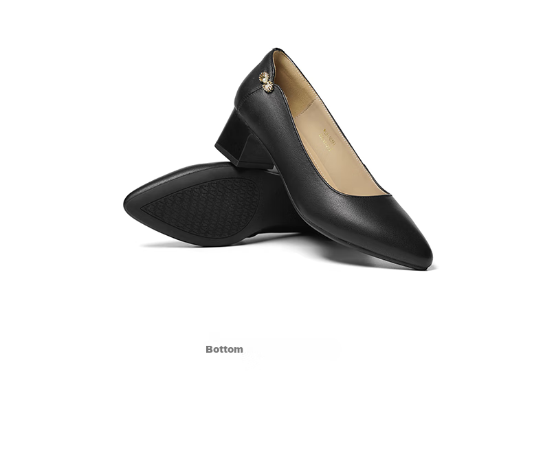 RED DRAGONFLY Shallow-Mouth Pumps, Women's Spring Shoes, Chunky Heel High Heels, French-Style Commuter Leather Shoes WLB15058, Beige, Size 39 14