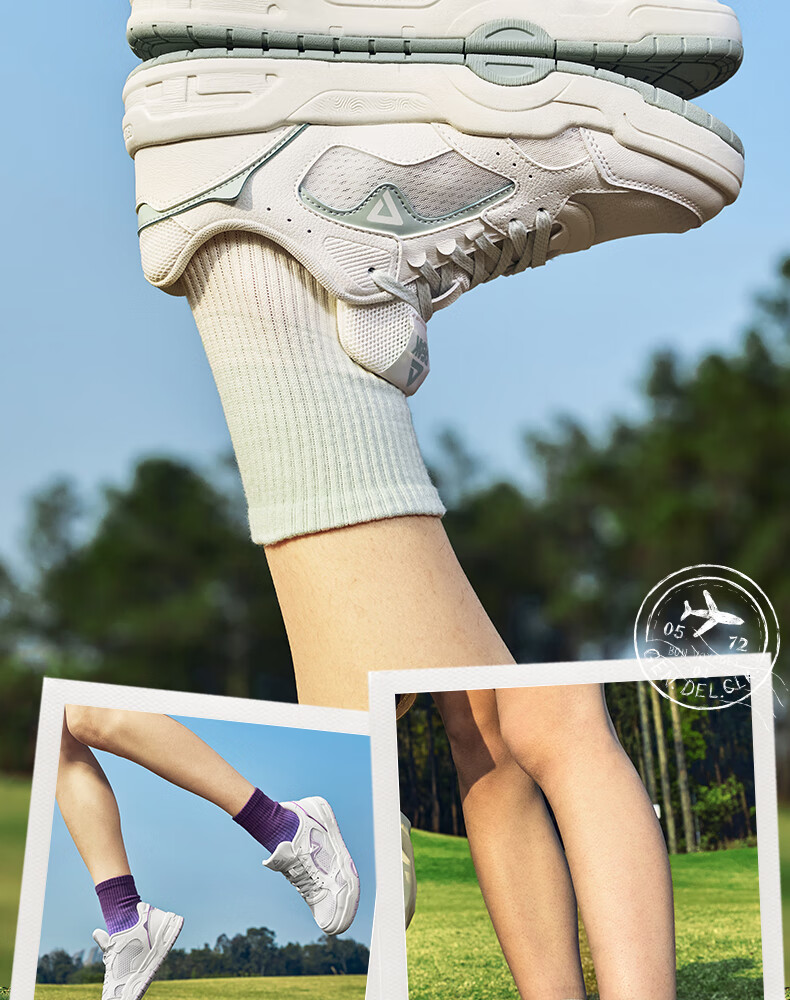 PEAK Taiji White Sneakers for Women, Summer Mesh Breathable Wear-Resistant Versatile Casual Shoes, Thick-Soled Height-Increasing Sports Shoes DB520118 1