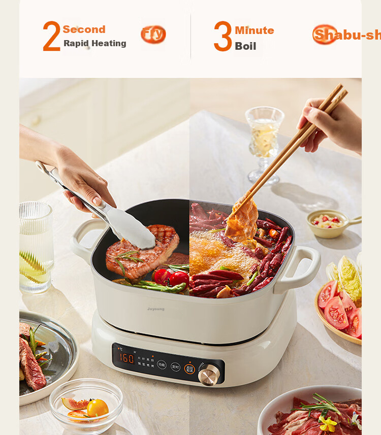 Joyoung Household Multi-Functional Pot, 6L Large Capacity, Detachable Electric Hot Pot, 10 Heat Settings, Non-Stick Inner Pot, Electric Cooking Pot HG60-G850 9