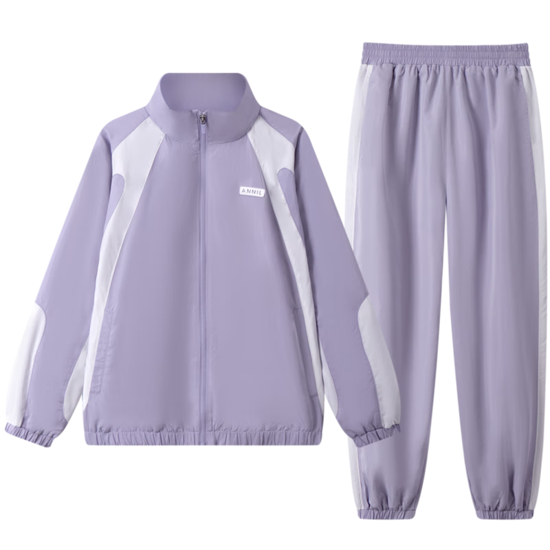Annil Children's Clothing Jacket Set for Boys And Girls, Spring 2025 New Style, Star And Moon Purple, Size 130