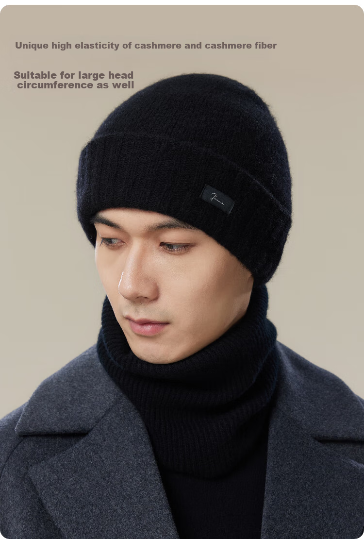 JIUMU Cashmere Warm Knit Hat, Autumn And Winter Woolen Hat, Cold Cap, Winter Cap, Outdoor Ear Protection Hat, Cold-Resistant Cap for Men in Winter Seaso 3