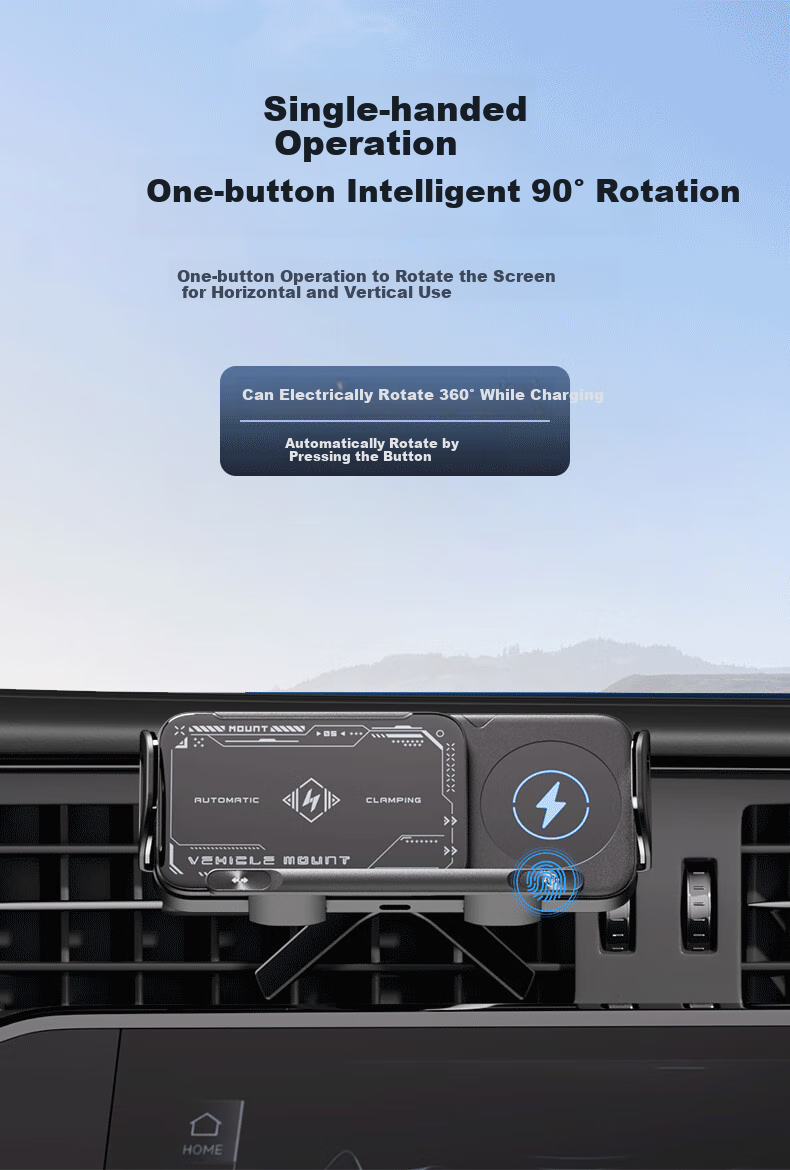HELLOLEIBOO Foldable Phone Car Mount with Wireless Charging, Suitable for Huawei X5 And Samsung Large-Screen Phones, Electric Fixed Navigation Stand 3