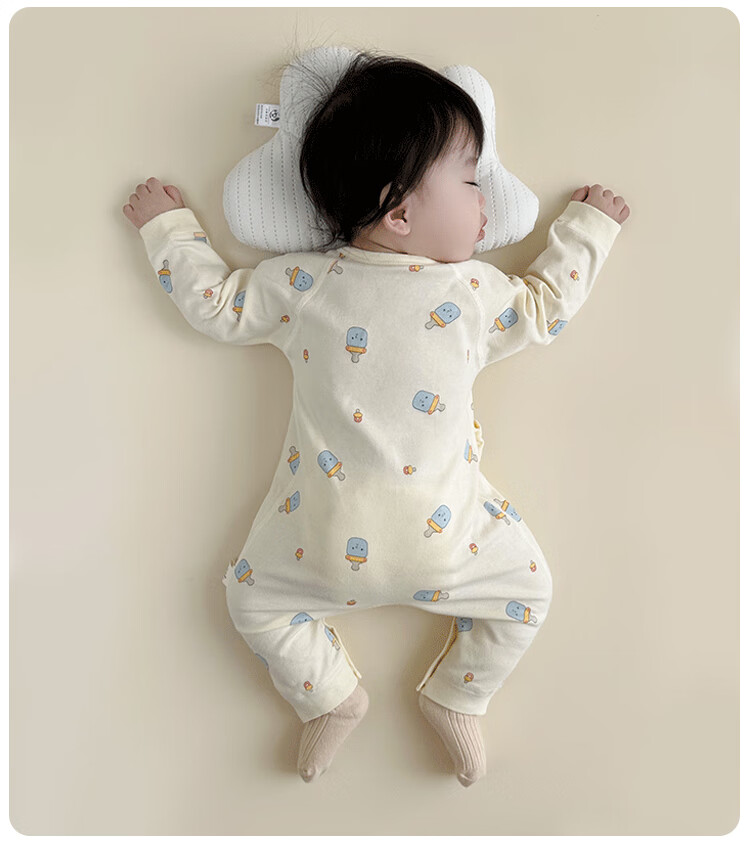 Aibaoshi Baby Clothes, Pure Cotton Spring And Autumn Newborn Onesie, Infant Romper, Monk Outfit, 2-Piece Set N036, Size 59 13