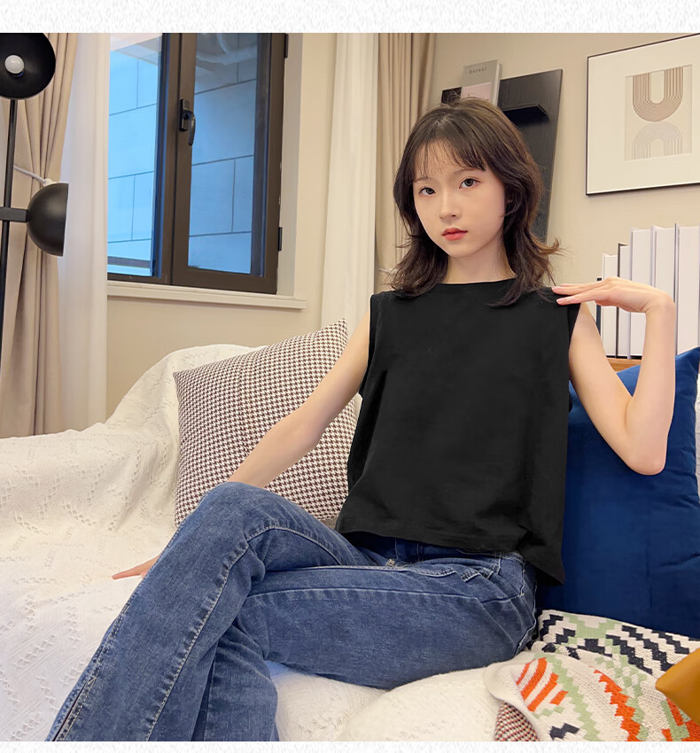 Jeanswest Women's Vest 2026 Summer New Pure Cotton Loose Fit Sleeveless T-Shirt Wide Shoulder Breathable Inner Wear Outer Wear Camisole 20