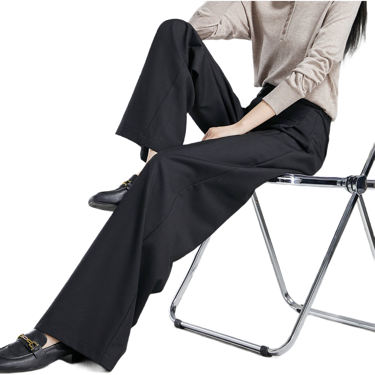 Dme [Career Immersion] Spring And Autumn Mid-Rise Straight-Leg Women's Pants, TR Trousers, Patchwork Striped Suit Pants, Casual Pants
