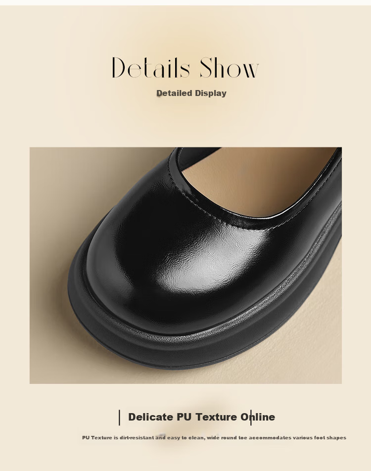 ZHR Women's Single Shoes, 2026 New Style Women's Thick-Soled Mary Jane Shoes, Japanese JK Shoes, British-Style Leather Shoes, JF200 Black, Size 37 7
