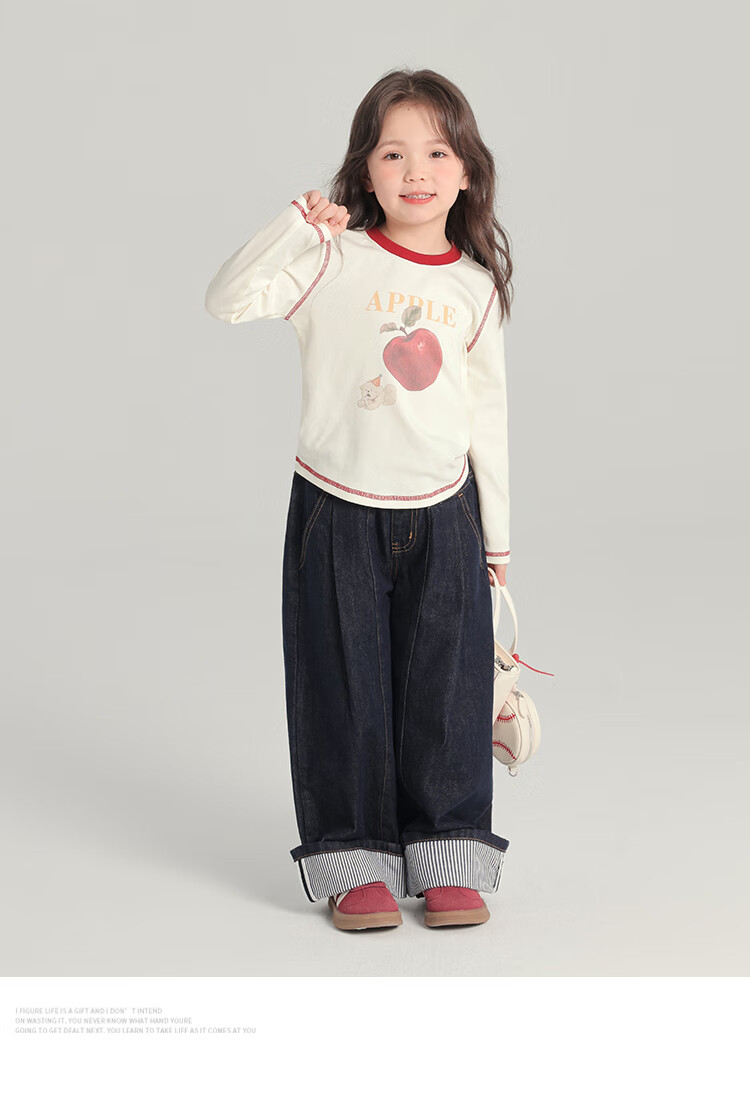 Budinghalu Girls' Versatile Sweet Cute Long-Sleeve T-Shirt, Spring And Autumn New Style, for Older Children, Fashionable Contrasting Color Cartoon Round Neck Base Shirt 21