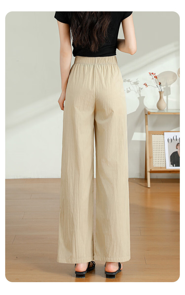 Jeanswest Casual Pants for Women, Summer Trendy Loose-Fitting Draping Solid Color Versatile Yamamoto Wide-Leg Pants, Pink, Size L 13
