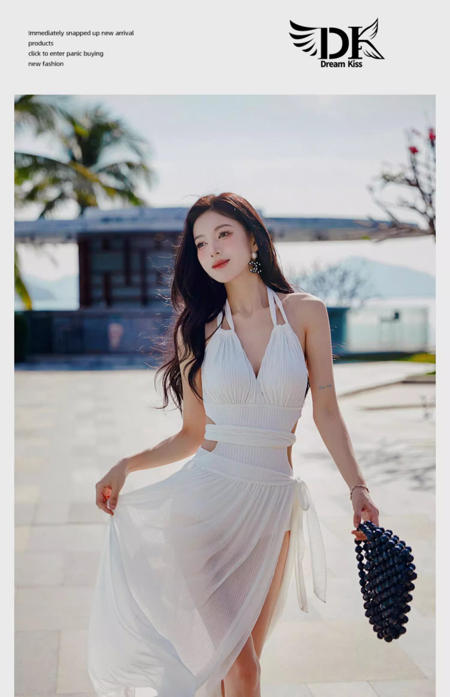 DK Women's New Sexy Halter Neck One-Piece Swimsuit, Slimming And Figure-Flattering, High-End Korean Hot Spring Swimwear, XL 1