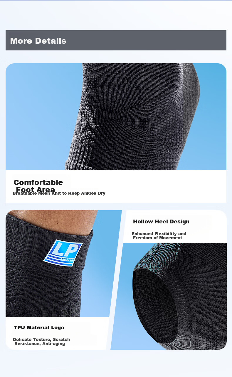 LP 1308CK Sports Ankle Brace, Outdoor Sports Warm Lightweight Breathable Ankle Joint Protector, Black, Two-Pack, Size L 10
