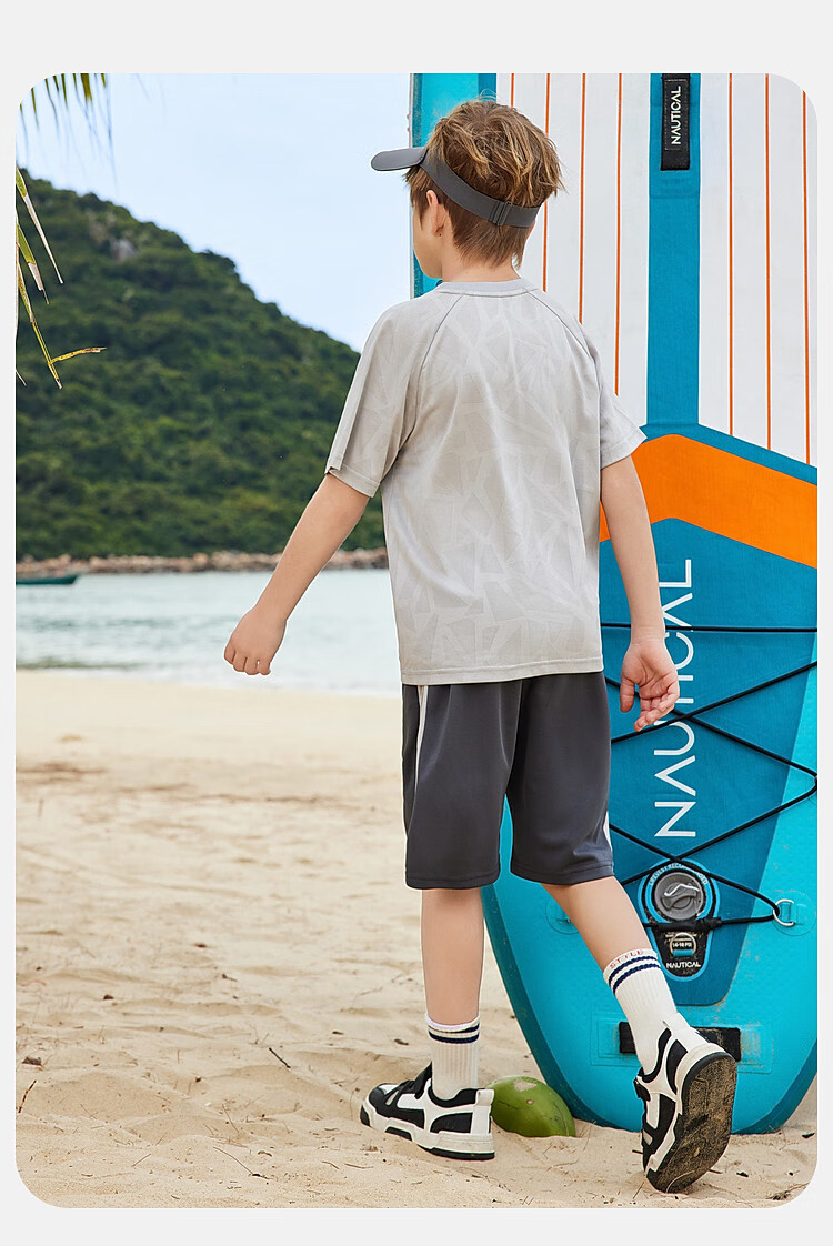 ASK JUNIOR Children's Clothing Set, Boys' Summer Outfit, Cool Thin Short-Sleeve T-Shirt And Shorts, Running Sports Two-Piece Set, Blue 16