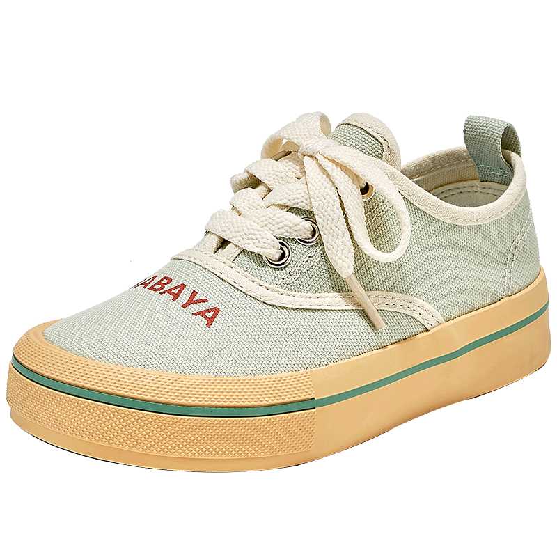 Babaya Children's Canvas Shoes, 2026 New Style Girls' Shoes, Big Kids' Student Shoes, Spring Boys' Sneakers, Mint Green, Size 36