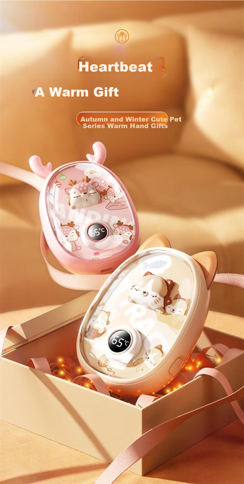 Kelleia 2024 New Hand Warmer USB Rechargeable Space Capsule Cute Cartoon Heating Pad Winter Gift for Girlfriend Beige 3
