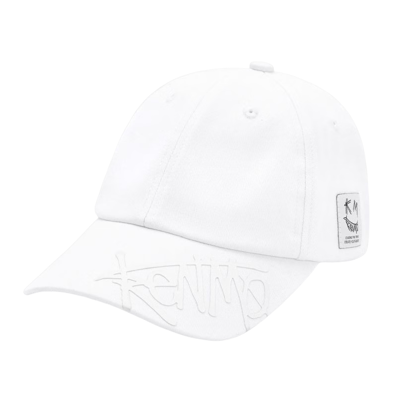 KENMO Street Baseball Cap with Smiley Face Logo, Sun Protection Soft Top Hat for Men And Women, Gift, White, One Size Fits All