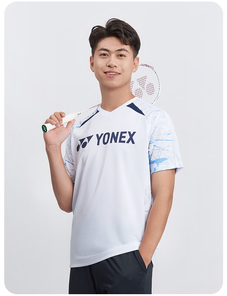 YONEX Badminton Shirt for Women, Quick-Dry Short-Sleeve Sports Top, Professional Competition Uniform, 210015BCR White O 8