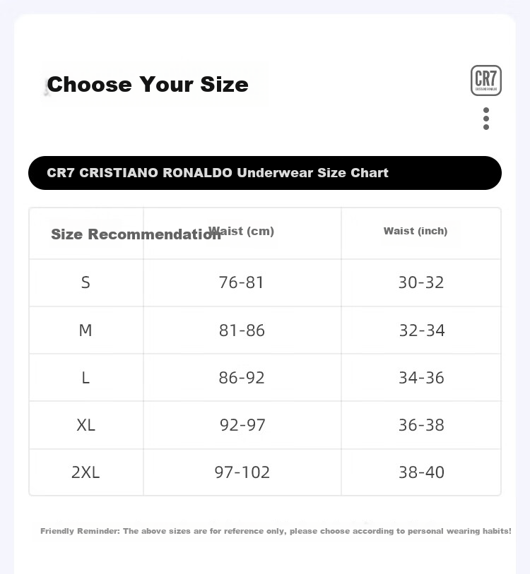 CR7 Cristiano Ronaldo CR7 men's boxer briefs set, 2026 spring new style, 3-pack, pure cotton breathable boxer shorts 14