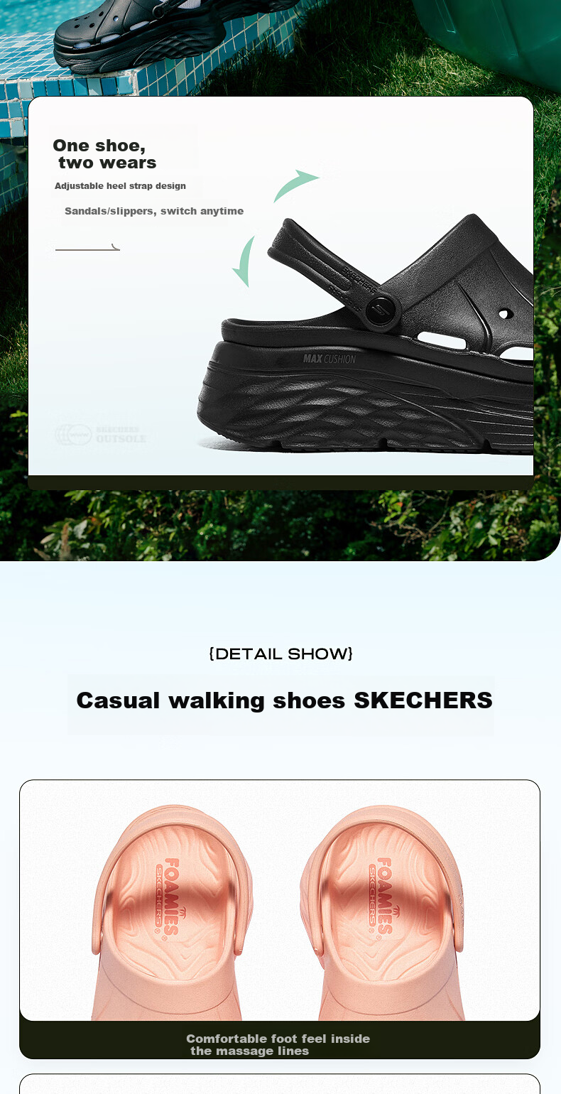 Skechers Women's Summer Perforated Sandals, Platform Shoes with Thick Soles for Outdoor Wear, Beach Shoes with Comfortable Cushioning 8