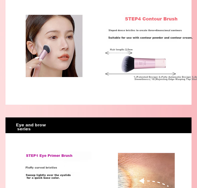 Real Techniques Dream Makeup Brushes Set of 10: Eyeshadow Brush, Powder Brush, Concealer Brush, Blush Brush 9