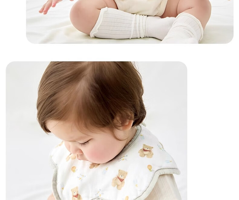 Niduoxiong Newborn Baby Waterproof Bib A-Class Petal Feeding Bib Pure Cotton Gauze Baby Eating Bib 29