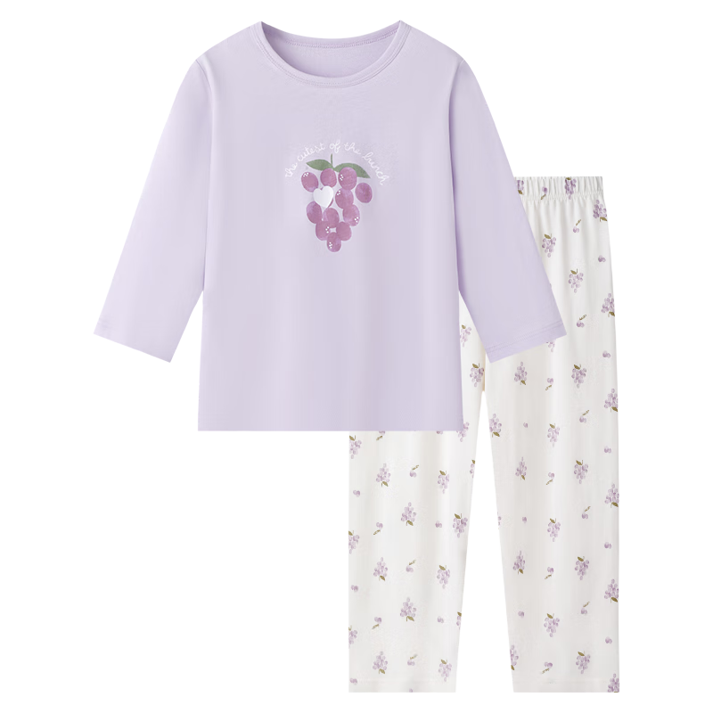 Yingbolun Summer Lightweight Girls' Pajamas Children's Three-Quarter Sleeve Homewear Air Conditioning Clothes 20906 Off-White 150cm