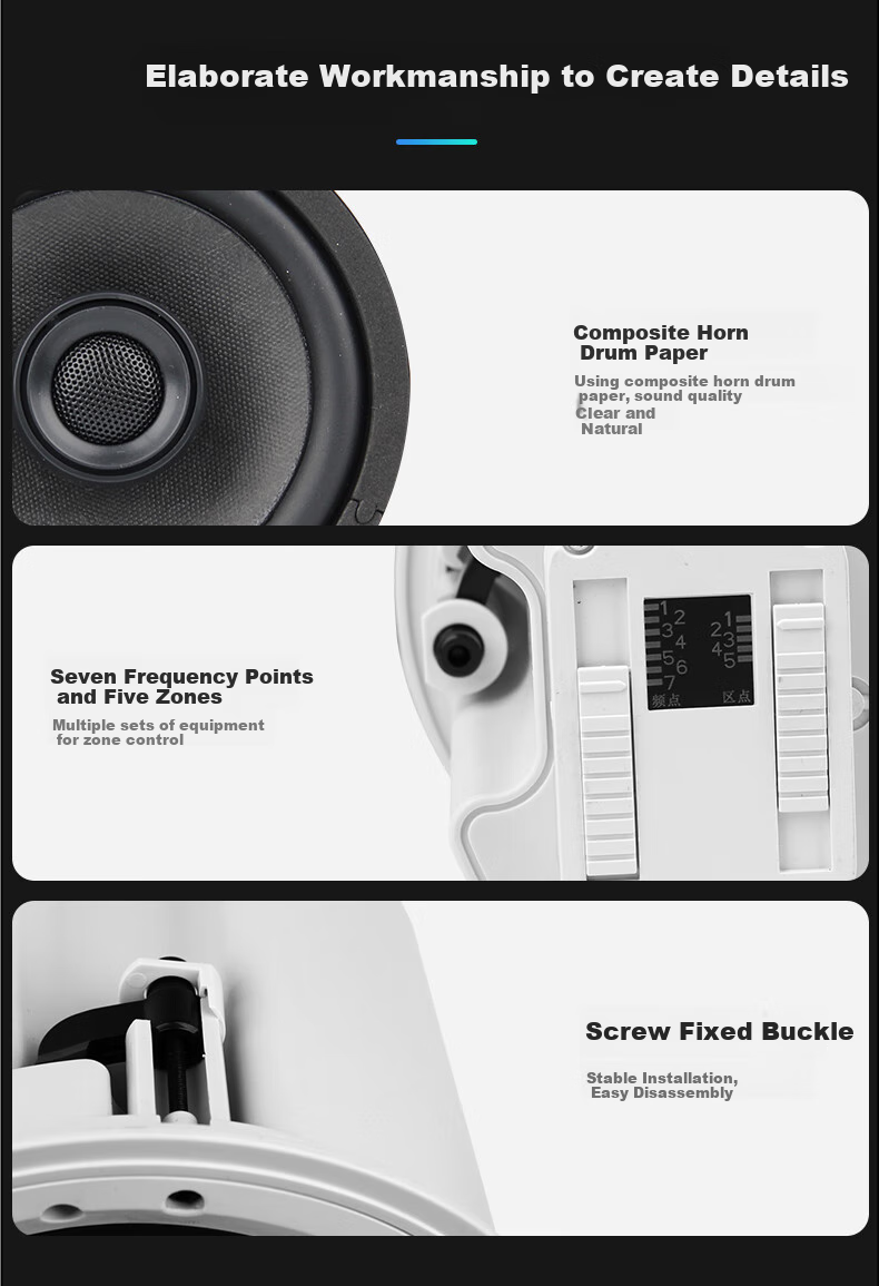 Newmine D9 Wireless FM Coaxial Ceiling Speaker, Home And Office Broadcast Background Music Active Wireless Ceiling Loudspeaker 7