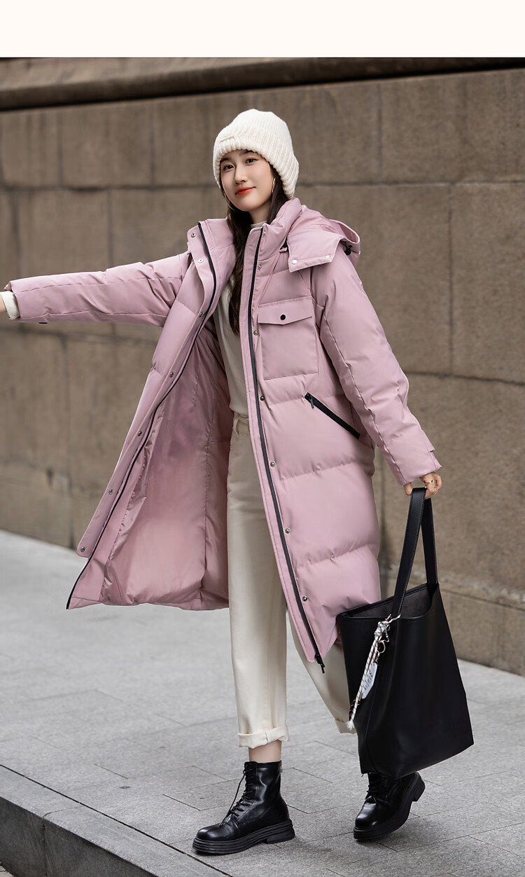 Dme [Nordic Cotton Triple Protection System] Winter Outdoor 90% Duck Down Hooded Long Women's down Jacket, Warm Coat 16