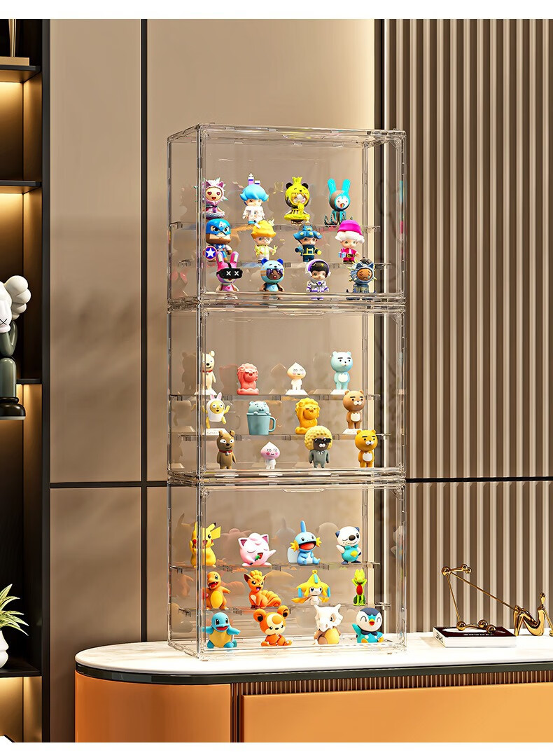 Bahainiao Blind Box Storage, Labubu Pop Mart Display Box, Action Figure Showcase Cabinet, Acrylic Storage Rack, Transparent 3