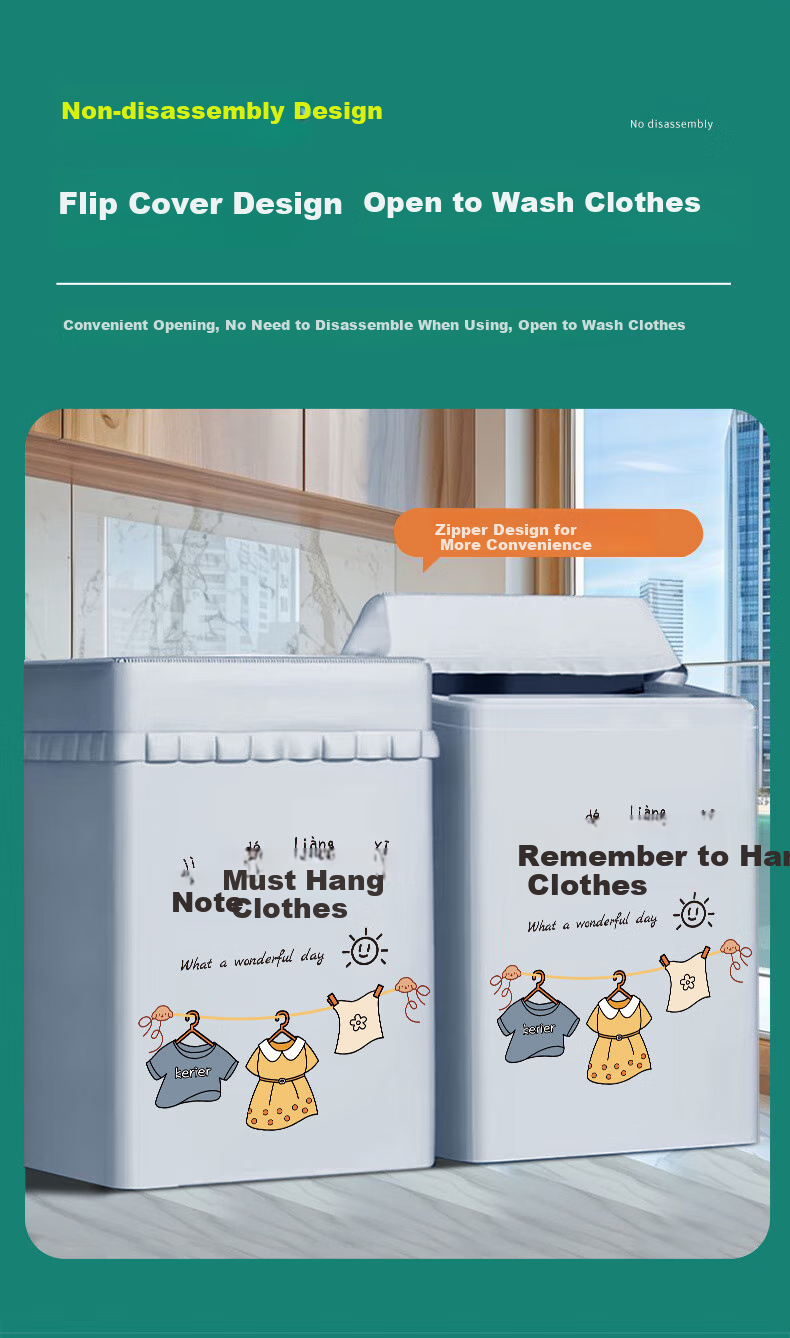 Keruier Washing Machine Cover, Waterproof And Sun-Resistant, for 10kg Haier, Midea, Little Swan, Siemens Automatic Washing Machines, Universal Cover Cloth 7
