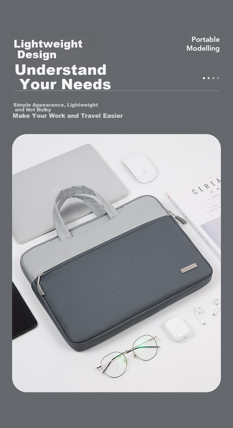 DiyiGongfang Air Cushion Shockproof Laptop Bag for 13.6/13/13.3/14.2/14 Inch Laptops, Handbag for Men And Women, Commuter-Friendly, Suitable for Apple, Huawei, Lenovo, ASUS, Dell, Slim Bag 2