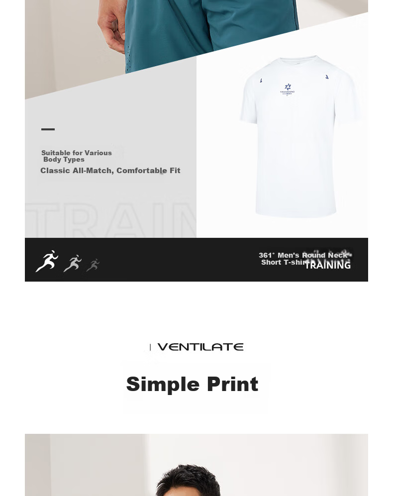 361° Men's Short-Sleeve T-Shirt, Summer Quick-Dry Sportswear, Casual Running Fitness Loose Top, Half Sleeve, 652524130-1 6