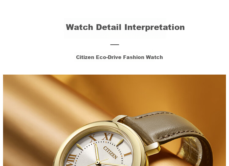 CITIZEN Watch for Women, Japanese And Korean Style, X Series, Eco-Drive, Date Display, Leather Strap, Fashionable Gift for Girlfriend, EO1203-03A 3