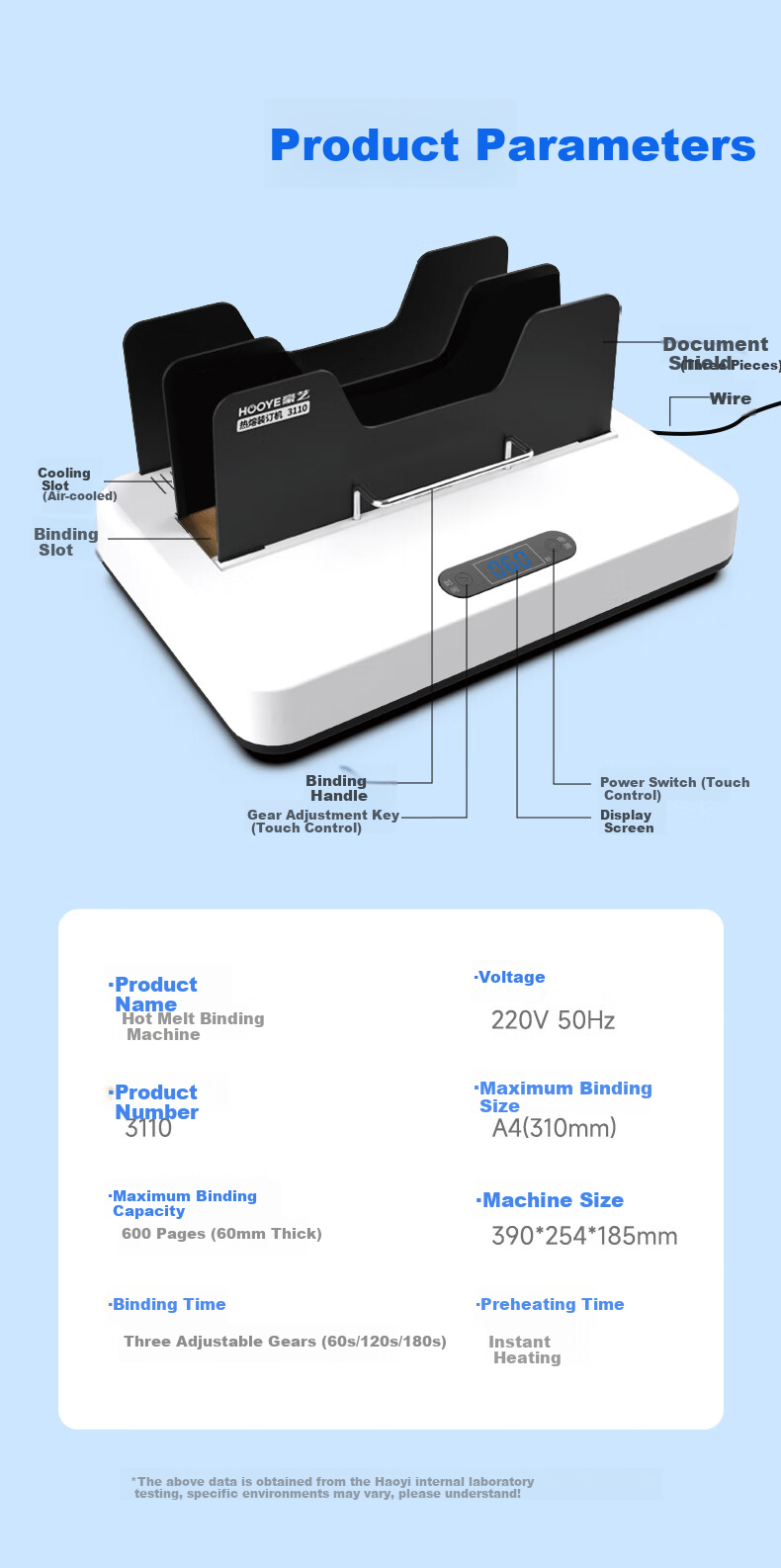 HOOYE Thermal Binding Machine Contract Tender Document Financial Voucher Thermal Binding Machine for Binding 600 Pages 3110 11