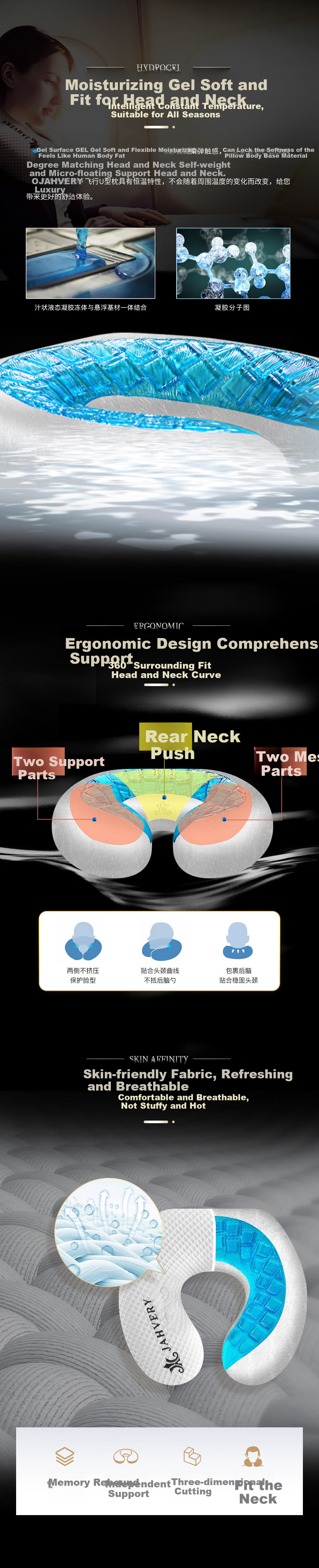 JAHVERY U-Shaped Pillow, Neck Support Cushion, Cervical Memory Foam Pillow, Travel Pillow, Flying Pillow, D31/8CM 2