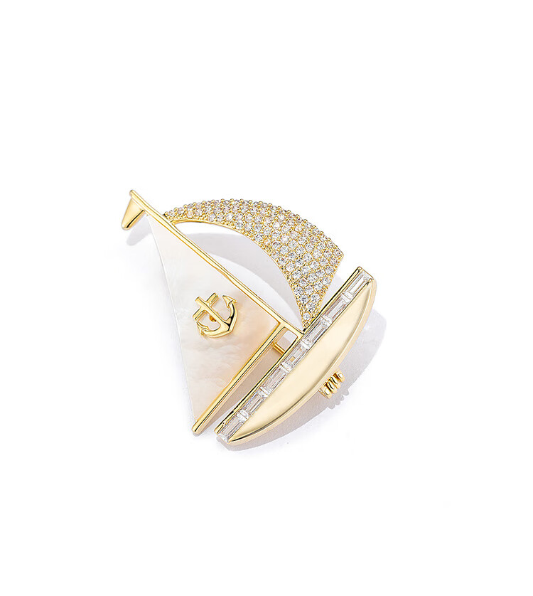 Qlady Sailboat Brooch, High-End Women's Brand Corsage, Light Luxury Sweater Suit Accessory, Anti-Exposure Pin, Mid-Autumn Festival Gift 3