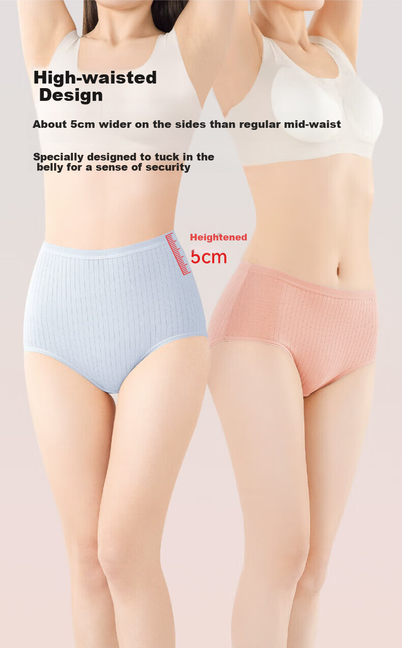 MiiOW Disposable Underwear for Women, High-Waist, Pure Cotton Crotch, Sterilized, Large Size, Postpartum, Maternity, Travel, Business Trip, No-Wash, Daily Disposable 2