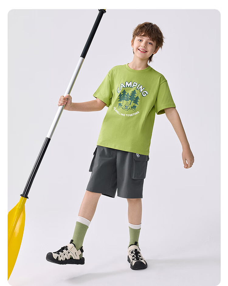 BALABALA Children's Short-Sleeve T-Shirt, Boys And Girls Summer Wear, Moisture-Wicking Quick-Dry Parent-Child Top, 208225117220 16