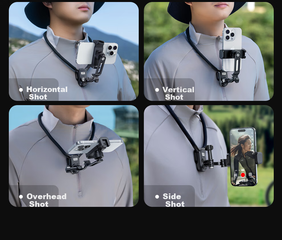 Xiaotian Neck Strap Phone Holder, First-Person Perspective Shooting Device, Chest-Mounted Wearable Anti-Shake Live Streaming Device, Outdoor Fishing Cycling Gadget, Compatible with Android And Apple 10