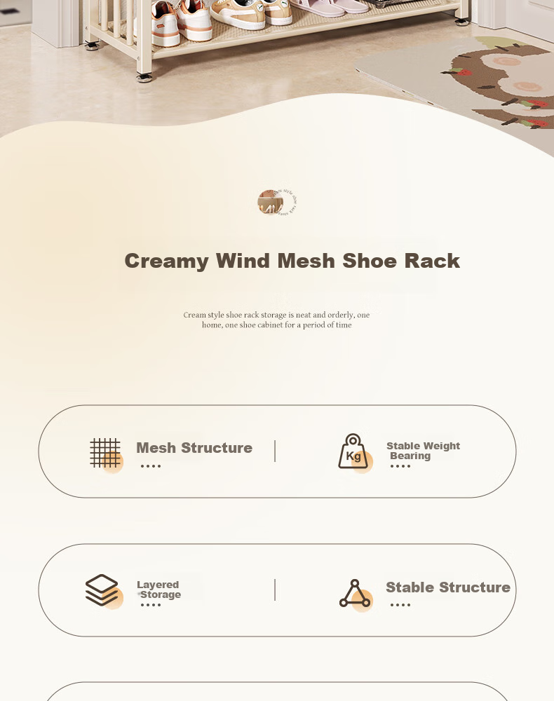 Shunyou Shoe Rack for Home Entryway, Multi-Tier Indoor Bedroom Narrow Edge Shoe Cabinet for Rental Apartments, 70cm Five-Tier Cream White SY-905 1