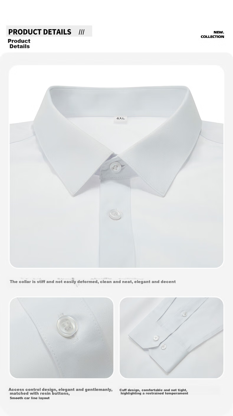 Dibinze Large Size White Dress Shirt for Men, Long Sleeve Business Casual Loose Fit Cotton Commuter Suit Shirt for Chubby Me 5